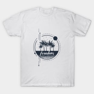 Palms And Airplane. Freedom, Summer. Motivational Quote. Geometric Style T-Shirt